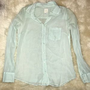 J. Crew sheer cotton mint green button down